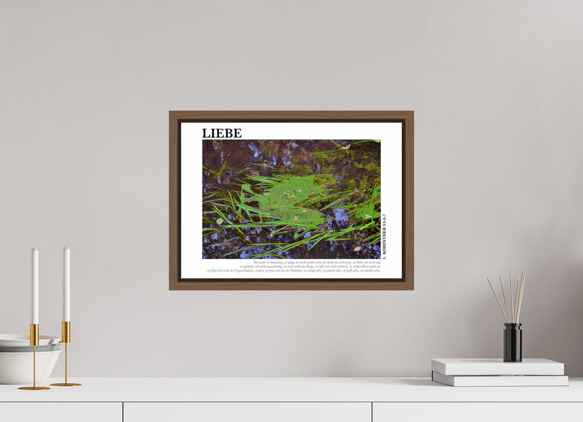 DIN A3 (42 x 29,7 cm), Fine Art Print in Floater Frame - Walnut Liebe