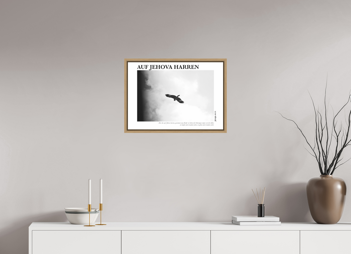 DIN A2 (59,4 x 42 cm), Fine Art Floater Frame - Natural Oak Auf Jehova Harren