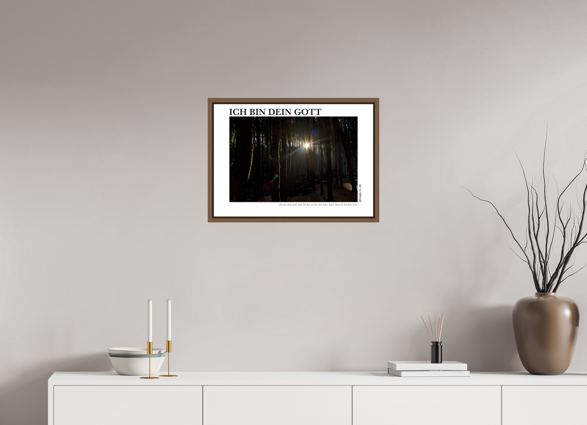 DIN A2 (59,4 x 42 cm), Classic Print in Floater Frame - Walnut Ich bin dein Gott