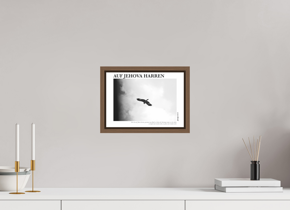 DIN A4 (29,7 x 21 cm), Standard Floater Frame - Walnut Auf Jehova Harren