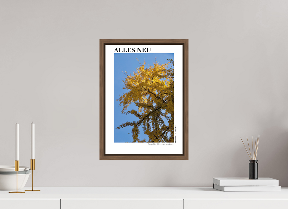 DIN A3 (29,7 x 42 cm), Fine Art Print in Floater Frame - Walnut Alles Neu
