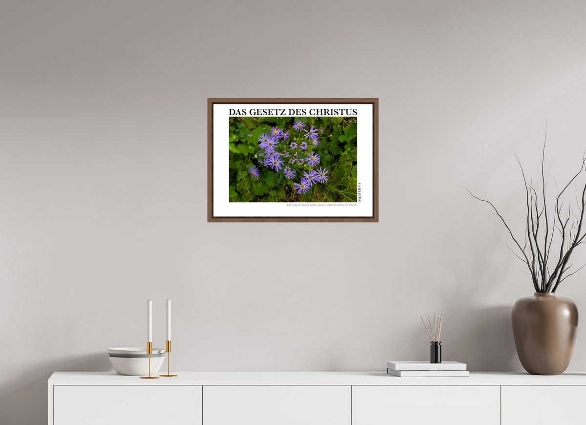 DIN A2 (59,4 x 42 cm), Fine Art Print in Floater Frame - Walnut Das Gesetz Des Christus