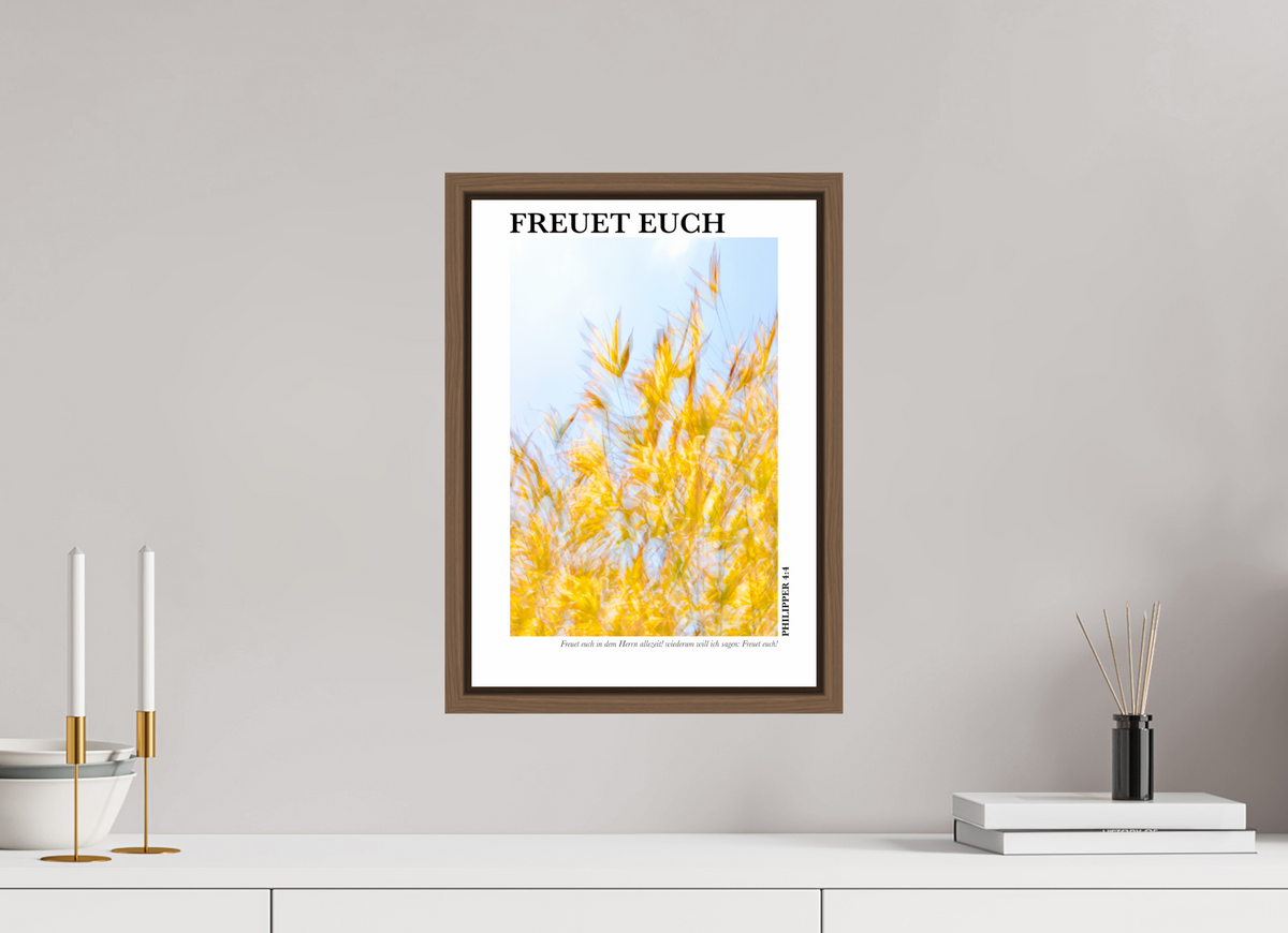 DIN A3 (29,7 x 42 cm), Fine Art Print in Floater Frame - Walnut Freuet Euch