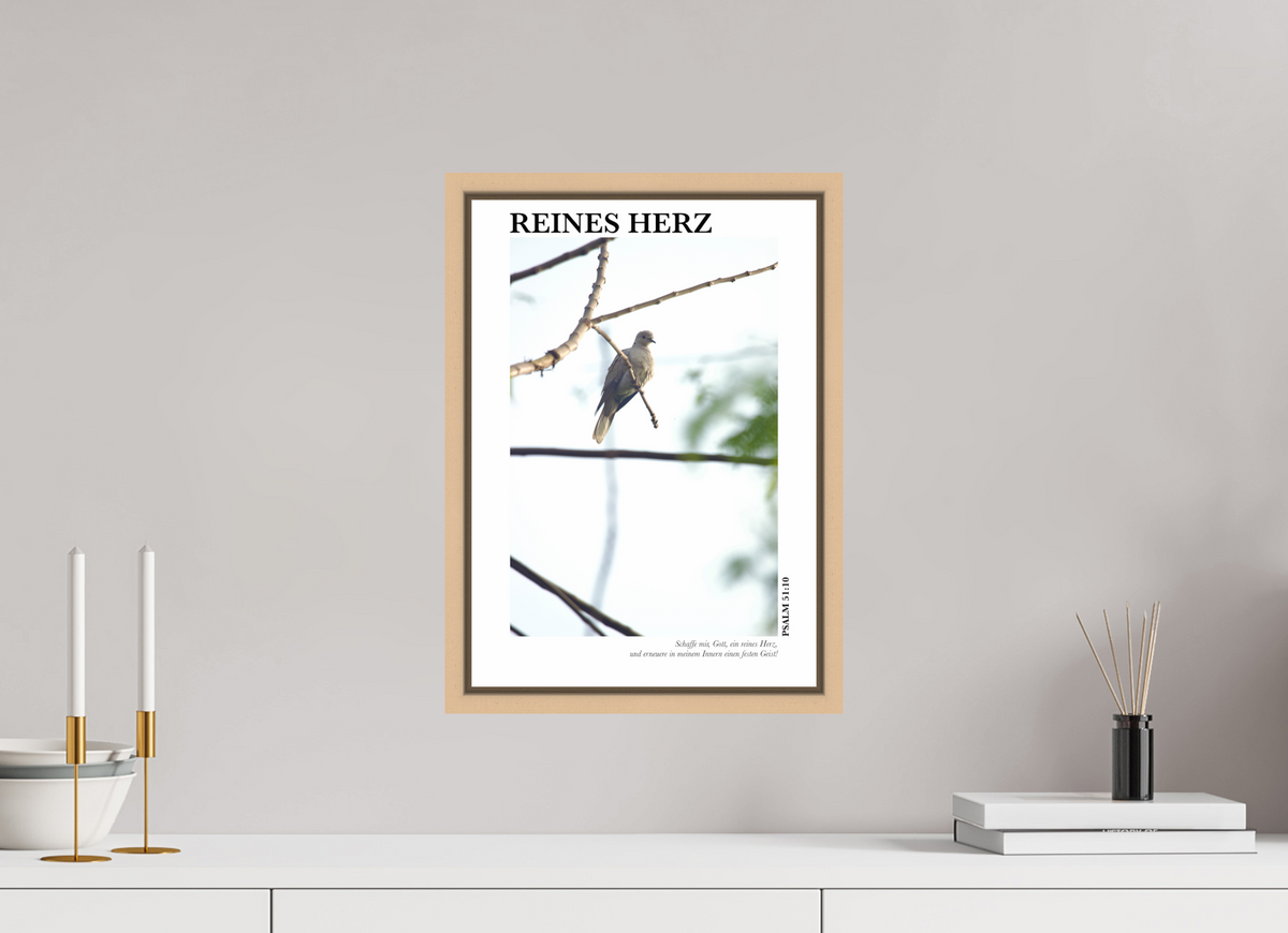 DIN A3 (29,7 x 42 cm), Classic Print in Floater Frame - Natural Maple Reines Herz