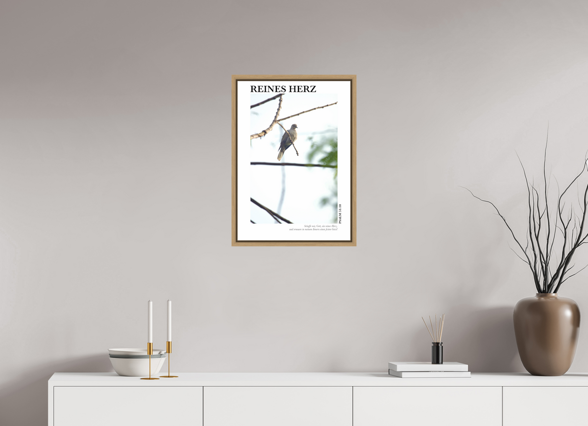 DIN A2 (42 x 59,4 cm), Fine Art Print in Floater Frame - Natural Oak Reines Herz
