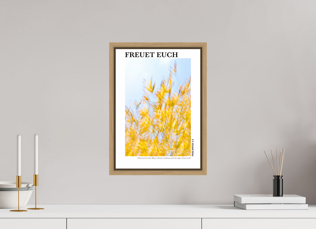 DIN A3 (29,7 x 42 cm), Fine Art Print in Floater Frame - Natural Oak Freuet Euch