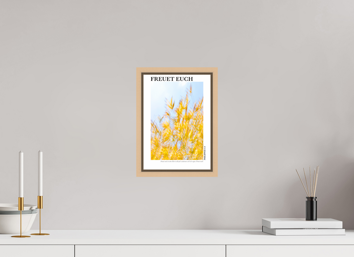 DIN A4 (21 x 29,7 cm), Classic Print in Floater Frame - Natural Maple Freuet Euch