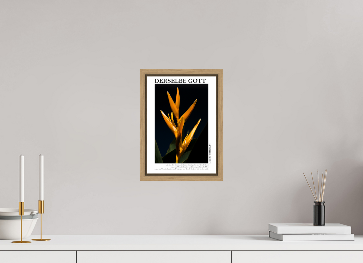 DIN A4 (21 x 29,7 cm), Fine Art Print in Floater Frame - Natural Oak Derselbe Gott