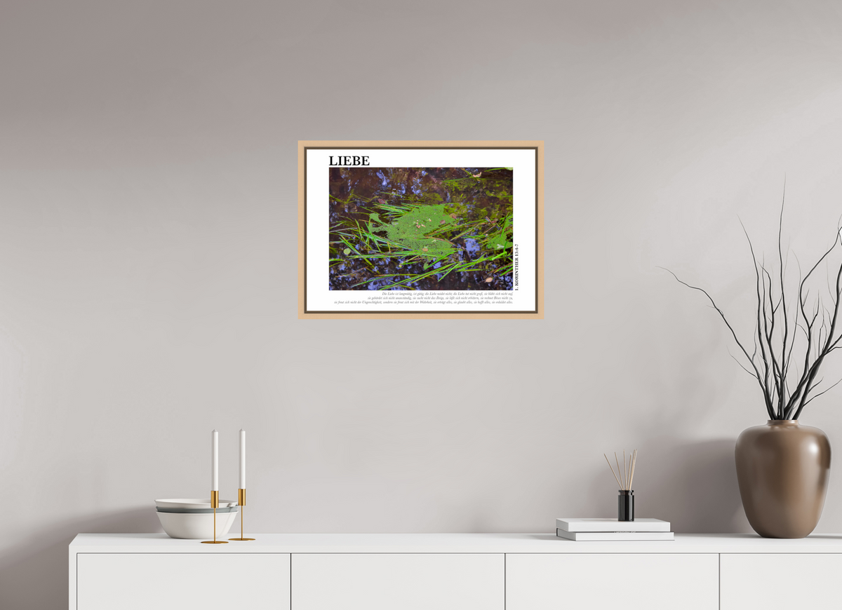 DIN A2 (59,4 x 42 cm), Classic Print in Floater Frame - Natural Maple Liebe