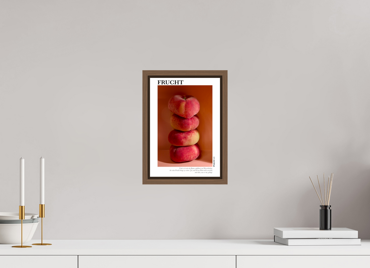DIN A4 (21 x 29,7 cm), Fine Art Print in Floater Frame - Walnut Frucht