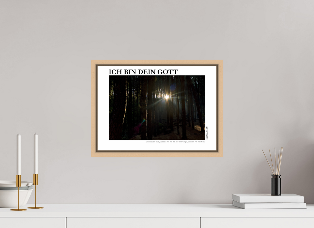 DIN A3 (42 x 29,7 cm), Fine Art Print in Floater Frame - Natural Maple Ich bin dein Gott