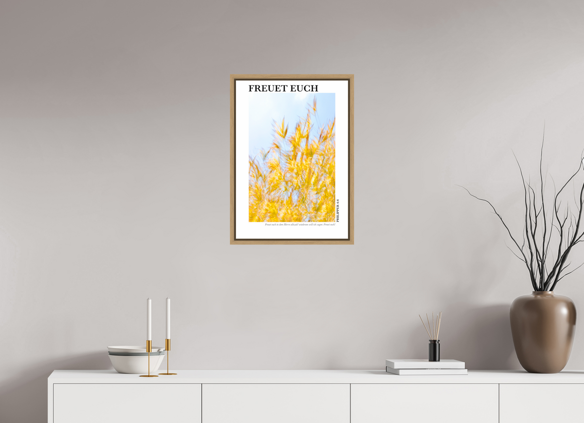 DIN A2 (42 x 59,4 cm), Fine Art Print in Floater Frame - Natural Oak Freuet Euch