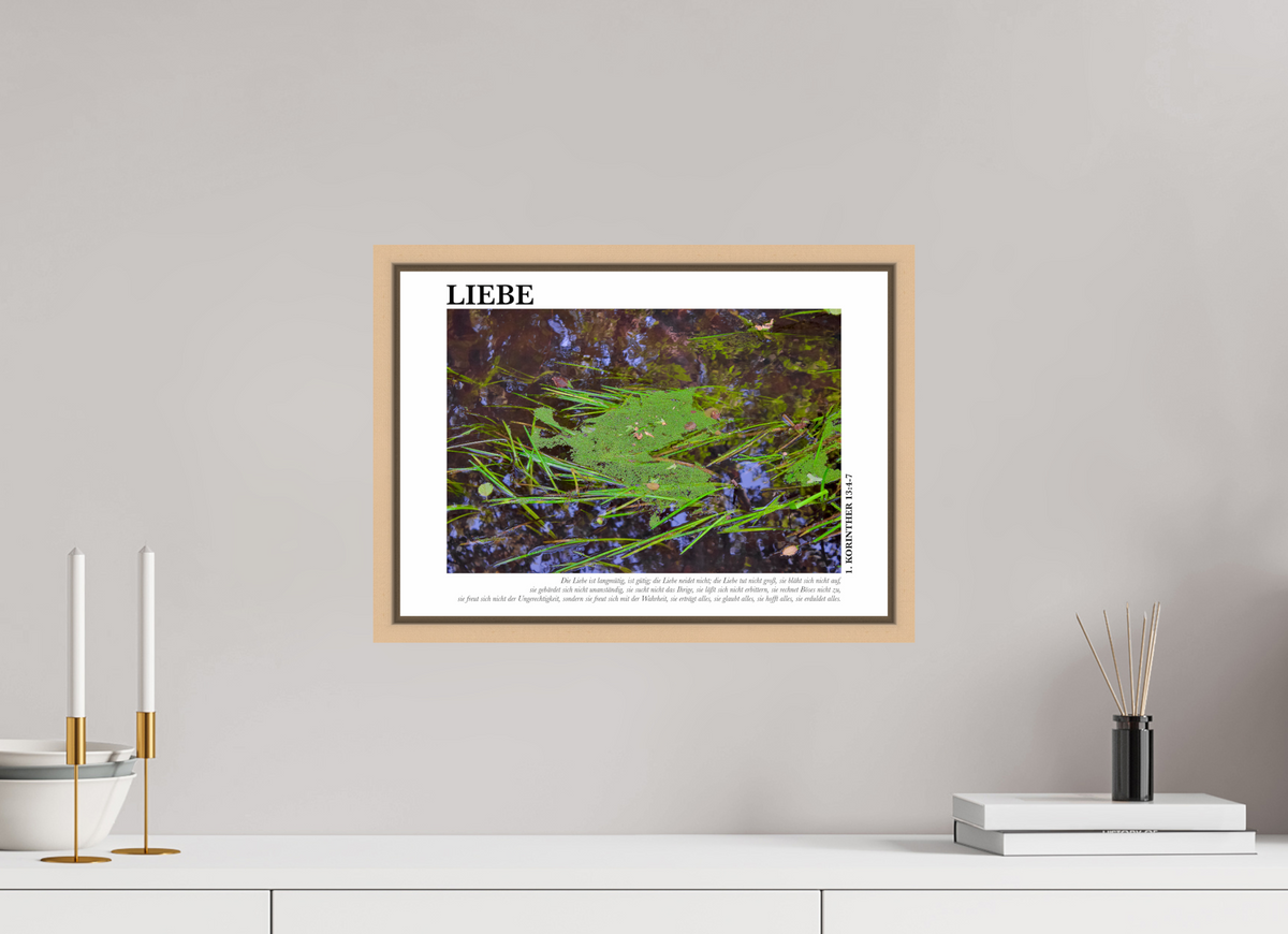 DIN A3 (42 x 29,7 cm), Fine Art Print in Floater Frame - Natural Maple Liebe